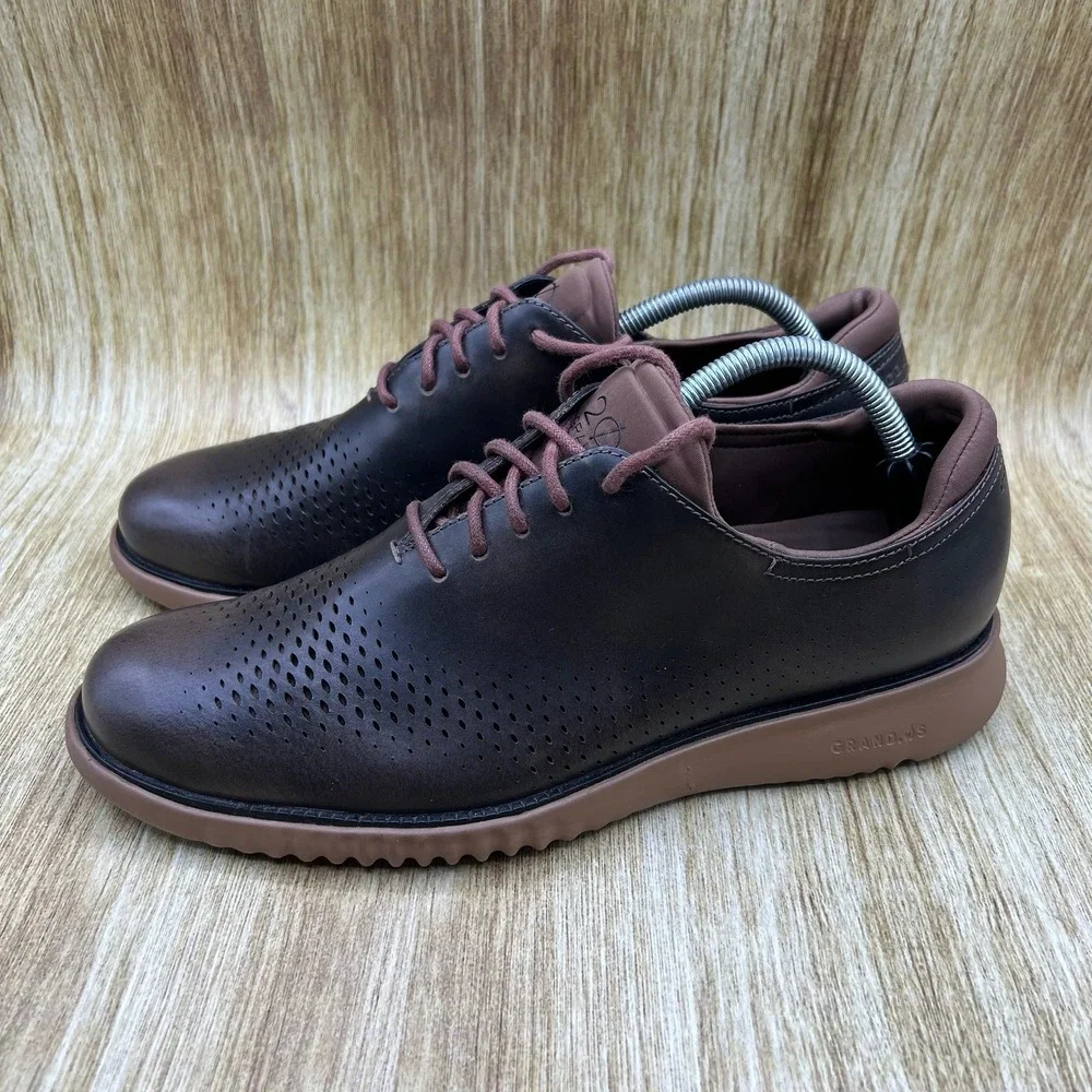 Cole Haan 2.Zerogrand Men's Size 9.5 M Laser Lined Brown Dress Shoes C25530